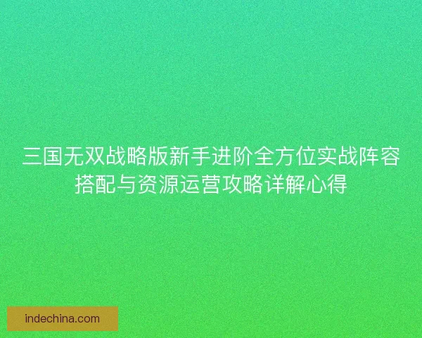三国无双战略版新手进阶全方位实战阵容搭配与资源运营攻略详解心得
